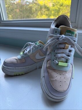 Nike 1 Pixel Pastel Cream Mint Lavender Low Top Sneakers